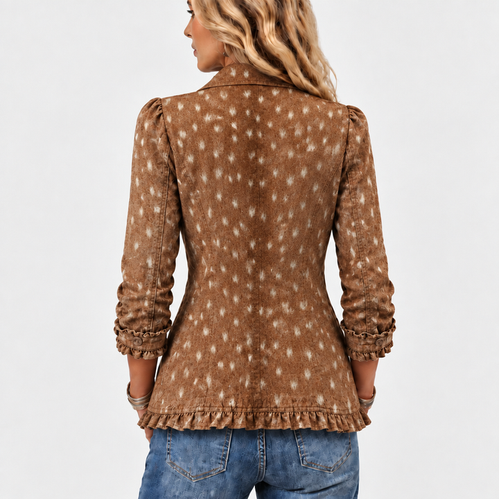 Nolinda™ - Boho Chic Ruffled Jacket with Animal Print