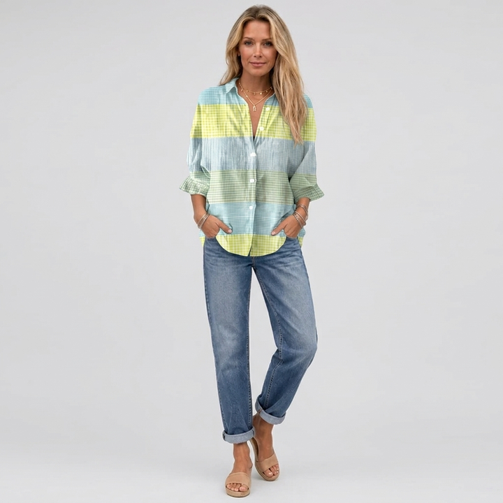 Filippa™ | Pastel Grid Blouse