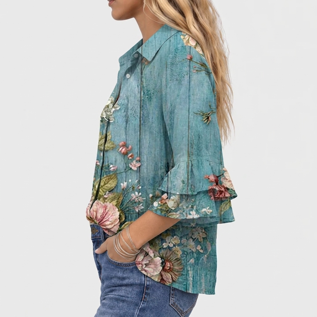 Roselle™ - Floral Print Vintage Blouse
