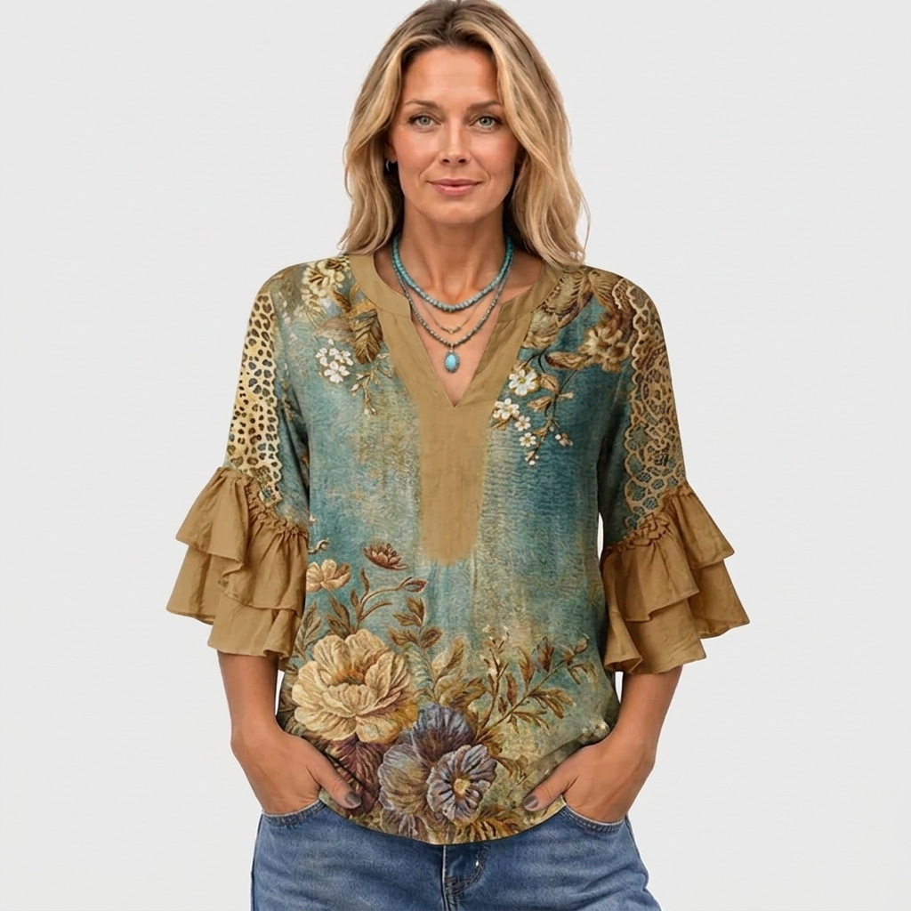 Zaria™ - Vintage Blouse With Floral Print