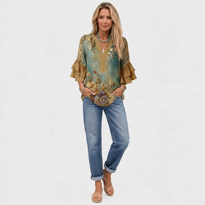 Zaria™ - Vintage Blouse With Floral Print