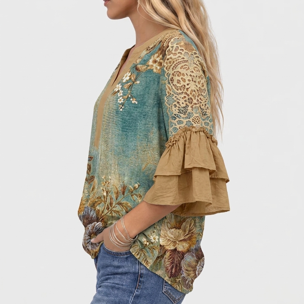 Zaria™ - Vintage Blouse With Floral Print